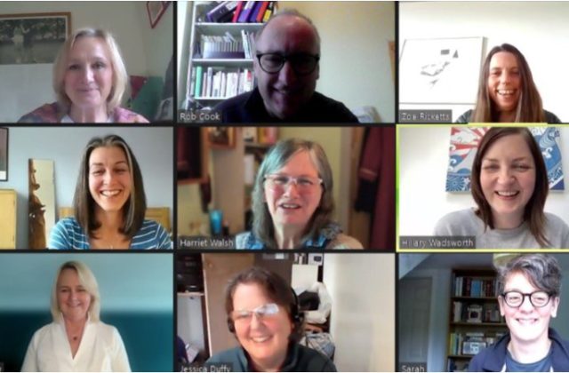 LOPF staff in a meeting on Zoom