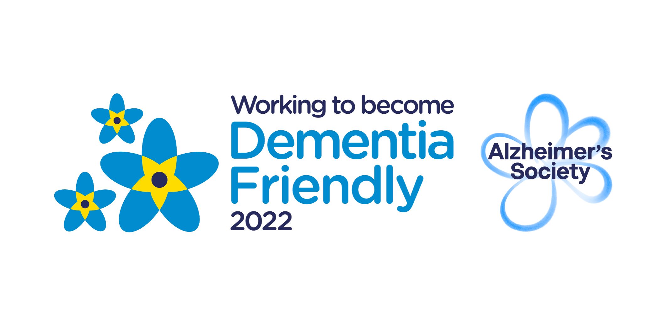 Logo: Dementia Friendly 2022 (with Alzheimer's Society logo)