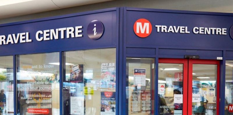 Shop window of a West Yorkshire travel centre