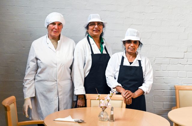 3 women, in uniform, at work