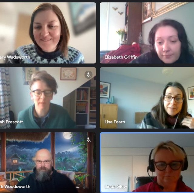 12 LOPF staff in a video meeting