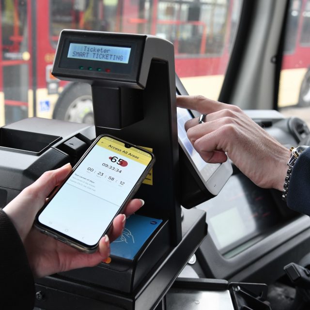 Scanning a digital bus ticket on a mobile phone